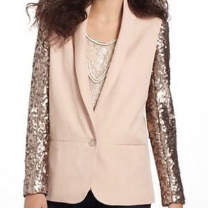 Anthropologie Pink Blazer w/GOLD SEQUIN SLEEVES😍